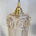 Hanglamp Amberkleurig Glas Goudkleurig Armatuur Jaren 70 thumbnail 5
