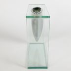 Lisa Mori Voor Inn - Modernist - Glas - Kristal - Aluminium - Vaas - 90'S thumbnail 3