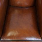 Zeer Mooie Design Fauteuil/ Armchair Gemaakt Van Eersteklas Schapenleer thumbnail 7