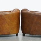 Set Van 2 Unieke En Comfortabele Bruine Rundleren Aviator Design Fauteuils/ Armchairs thumbnail 5