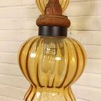 Vintage Grote Cascade Hanglamp Met 5 Glas En Hout Lampen thumbnail 8