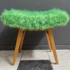 Green Fluffy Foot Stool 1960S thumbnail 4