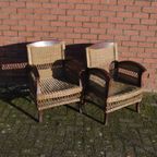 Armstoelen Mahoniehout Met Riet Set Van 2 thumbnail 4
