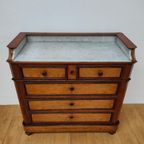 Vintage Frans Dressoir Commode Ladekast Met Marmer Blad 505 thumbnail 3