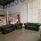 Chesterfield Brighton Antiek Groen – 1+2+3-Zits Bankset Met Salontafel thumbnail 13