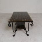 Vintage Salontafel Met 2 Glazen Bladen Met 50s Print thumbnail 11