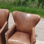 Set 2X Oorfauteuil Bruin Leer - Machalke thumbnail 5