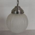 Art Deco Hanglamp Met Ronde Bol Met Geometrische Patronen, Jaren 30 thumbnail 14