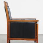 Mooie Zwarte Rundleren En Houten Art Deco Design Fauteuil Van Schuitema Uit De Decoforma Serie thumbnail 3