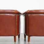 Set Van 2 Elegante En Stijlvolle Engelse Stijl Clubfauteuils Gemaakt Van Rundleer thumbnail 4