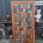 Kleurrijke Eettafel Gemaakt Van Sloophout Afm. 180 X 90cm thumbnail 3
