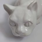 Vintage Keramiek Kat Poes Wit Beeldje Decoratie thumbnail 3