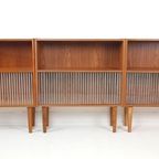 2 Vintage Teak Houten Deense Kastje Glazen Deurtjes Keuken thumbnail 2