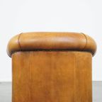 Karaktervolle, Charmante Vintage Schapenleren Clubfauteuil In Een Mooie Lichte Cognac Kleur thumbnail 10