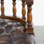 Chesterfield Bureaustoel Op Wieltjes, Draaibaar En Kantelbaar In Een Mooie Donker Bruine Kleur thumbnail 11
