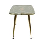 Fifties Rockabilly Salontafel Glas Conische Gouden Poten 90cm thumbnail 2