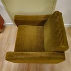 Vintage Fauteuil Stoel Ribstof Groen Messing thumbnail 6