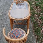 Vintage Rotan Bistro Set Tafel Met Twee Stoelen thumbnail 9