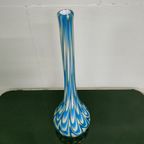 Mondgeblazen (teardropp) Vazen Met Geel/blauw Witte Wervelingen thumbnail 3