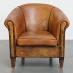 Schapenleren Clubfauteuil In Engelse Stijl Met Karakter En Een Prachtig Patina thumbnail 2