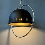 Dijkstra Space Age Hanglamp Met Chrome Frame En Zwart Metalen Kap thumbnail 2