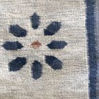 Vintage Wollen Zweedse Röllakan Blauw Met Bloemen thumbnail 6