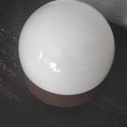 Vintage Plafondlamp Witte Glazen Bol Bruine Rand thumbnail 3