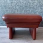 2X Leolux Dolcinea Fauteuil + Hocker | Roodbruin/Cognac Leer thumbnail 34