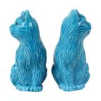 Koppel Blauw Geglazuurde Poezen Beelden Chinees Keramiek thumbnail 7