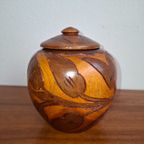 Vintage Handgesneden Houten Deksel Pot thumbnail 5