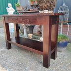 Donker Teakhouten Sidetable, Haltafel, Wandconsole thumbnail 3