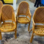 4 Rotan Webbing Bamboo Diner Stoelen , 1980s thumbnail 15
