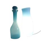 Vintage Mondgeblazen Karaf/Fles In Turquoise/Blauw Bellen Glas thumbnail 5