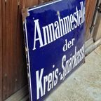Zwaar, Groot, Dik Geëmailleerd Gebold Bord Kreis-sparkasse. thumbnail 7
