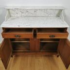 Vintage Frans Dressoir Commode, Ladekast Badkamermeubel Met Marmer Blad 903 thumbnail 7