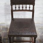 Set Of 3 Renaissance Chairs In Oak And Embossed Leather, 19Th Century, Belgium Prijs/Set thumbnail 4
