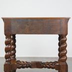 Prachtige Sierlijke Antieke Hal/ Sidetable Uit De 19E Eeuw Met Gedraaide Poten En 1 Lade thumbnail 5