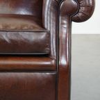 Comfortabele En Correcte Donkere Antieke Schapenleren Engelse Armchair In Zeer Goede Staat thumbnail 11