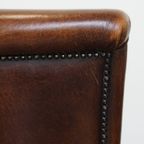 Set Van 6 Nette Eetkamerstoelen Gemaakt Van Schapenleer In Een Warme Cognac Kleur thumbnail 11