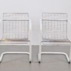 Vintage Set 2 Draad Fauteuil Chroom ‘80 Mid Century Wire thumbnail 3