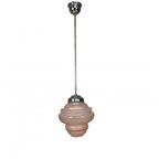 Art Deco Hanglamp Met Roze Glazen Kap, Jaren 30 thumbnail 2