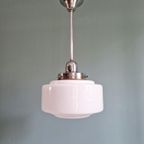 Art Deco Hanglamp In Witte Opaline, Jaren 1920-30 thumbnail 2