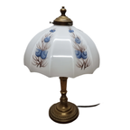 Vintage Messing Lamp Met Witte Opaline Kap thumbnail 5