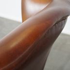 Luxe, Statige, Oorfauteuil Gemaakt Van Rundleer In Een Prachtige Warme Cognac Kleur thumbnail 13