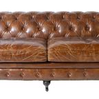 Vintage Chesterfield 3 Zits Bank Cognac Generfd Leer thumbnail 2