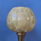 Antieke Art Deco Glazen Lamp Met Bronzen Voet thumbnail 8