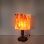 Vintage '60-70s Style' Glazen Tafellamp Geel Oranje Vlam/swirlmotief thumbnail 15