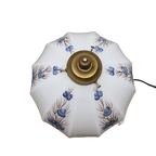 Vintage Messing Lamp Met Witte Opaline Kap thumbnail 9