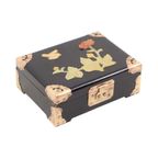 Zwart Gelakte Chinese Juwelendoos Zeepsteen Messing Chinoiserie thumbnail 3