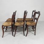 Set Van 6 Boerenstoelen Met Rieten Zitting, Rond 1900 thumbnail 7